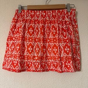 J. crew Factory Skirt Orange/White Cotton Tribal Print Mini Elastic Waist Size S